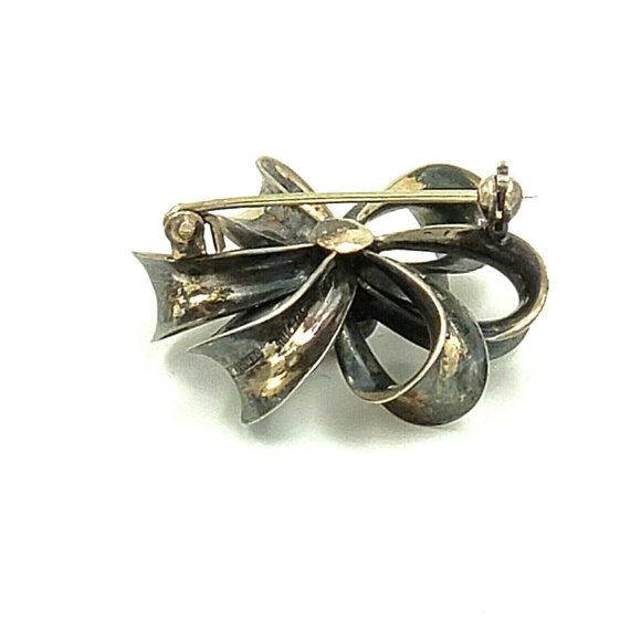 Danish Sterling Silver Opal Bow Brooch - Picture 6 of 12